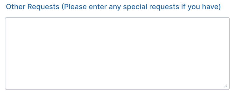 Reservation form screenshot